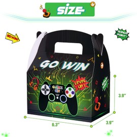 WERNNSAI 12 Pcs Video Game Party Favor Boxes - Game On Candy Goodie Cardboard Boxes Watercolor Gaming Party Supplies Video Game Treat Gift Boxes for Boys Kids Baby Shower Party Decorations