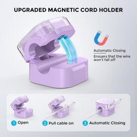 AhaStyle Magnetic Cable Organizer [1s Lock] 6 Pack Cord Holders Cable Clips Strong Adhesive Hide Cable Cord Keeper Adhesive Wire Organizer Keeper for Nightstand Kitchen Car Office