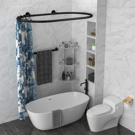 Hoop Shaped Shower Curtain Rod 58.3"x24" – Rustproof Square Oval Shape Bathroom Shower Rod, No-Sagging, Heavy Duty Shower Curtain Rod for Clawfoot and Freestanding Tubs, Heavy Duty, Easy Installation