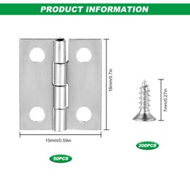Small Hinges for Wooden Box 50pcs Mini Jewelry Box Hinges Tiny Little Folding Butt Dollhouse Door Hinge with Screws for Jewelry Box