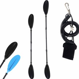 Quynhni- Standard Kayak Paddle,Kayak Paddle Adjustable Length from 180(cm) 70inch-245(cm) 96inchsturdy Iron Shaft and Durable Polypropylene Blade 0/65° Blade Angle with drip Loop. (Black)