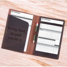 Golf scorecard holder and yardage book - Laser engraved golf scorecard holder - Gift for dad - Gift for him - Leather golf scorecard holder