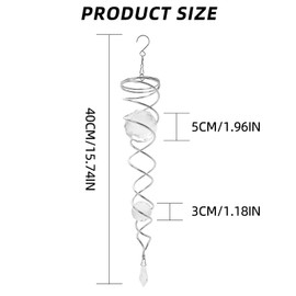WYYFXY® Crystal Twister, Crystal Wind Chime Metal Wind Spiral Suncatcher Garden for Decorative Window, Balcony, Garden, Dimensions: 5 x 40 cm