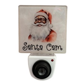 Black Santa Cam Christmas Nightlight New Blue White