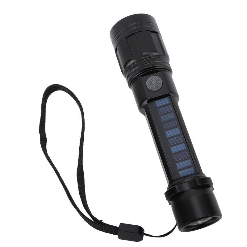 LED Flashlight Zoomable 3 Light Modes USB Or Solar Charge