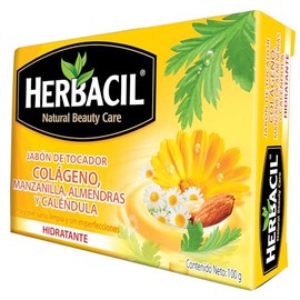 Herbacil Jabón De Colágeno Manzanilla Almendras y Calendula Blanco, Pack of 1