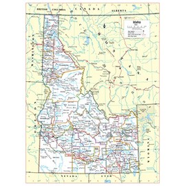 Cool Owl Maps Idaho State Wall Map Poster Rolled 24"Wx32"H (Laminated)