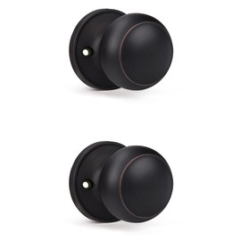 KNOBWELL 2 Pack Classic Style Dummy Door Knob, Individual Dummy Door Knob Single Side, Oil Rubbed Bronze Closet Door Knob Interior Door Knobs, Easy Installation