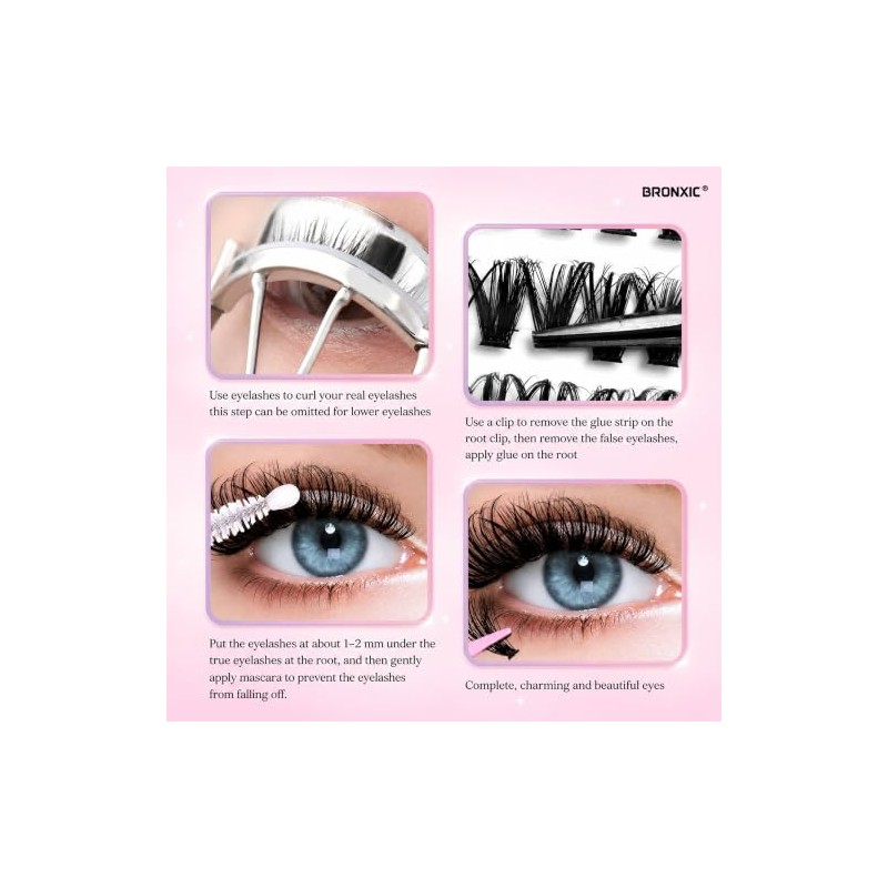Individual Eyelashes Kit 600+ Pieces 30D-40D-50D-60D-80D-100D Volume Cluster Lashes Extensions,