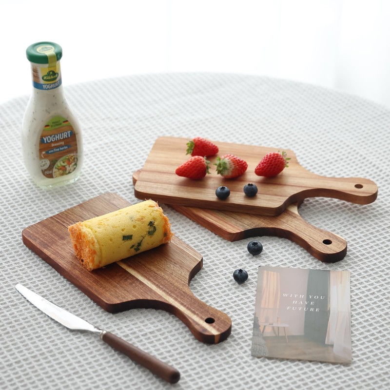 6PC Wood Cutting Board Thicken Chopping Platter Personal Charcuterie Boards