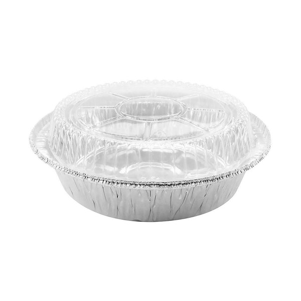 Disposable Aluminum 7" Round Food Storage Containers with Clear Plastic Lid#270P (50)
