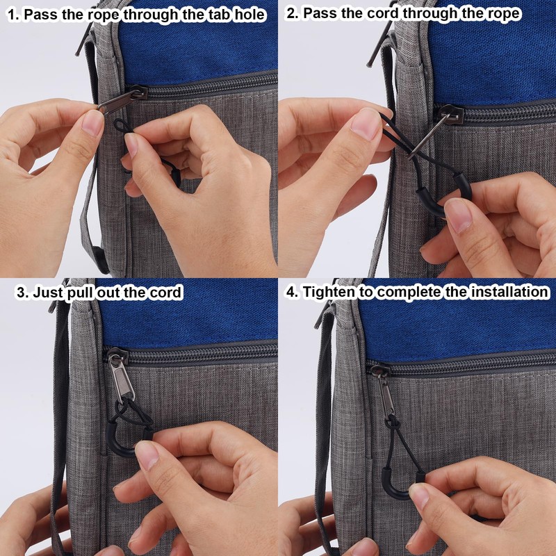 20pcs Black U Shape Zipper Pulls, Universal Replacement Cord for