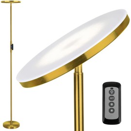 JOOFO Floor Lamp,30W/2400LM Sky LED Modern Torchiere 3 Color Temperatures Super Bright Floor Lamps-Tall Standing Pole Light with Remote & Touch Control for Living Room,Bed Room,Office (Brushed Gold)