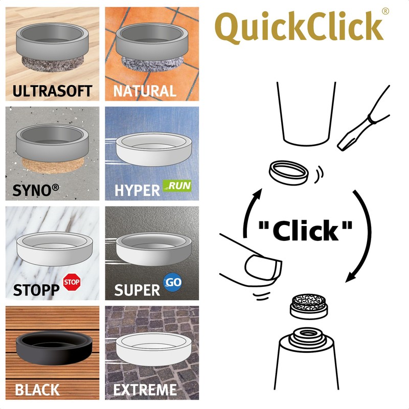 'Wagner QuickClick® Chair Glides – Set of 8 Replacement Slide//Ultra