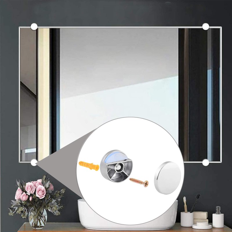 AWEN Mirror Clips Mirror Mounting Clips 8 Pcs（Silver）