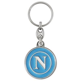 SSC NAPOLI Portachiavi in Metallo Smaltato con Logo Bianco su Fondo Celeste