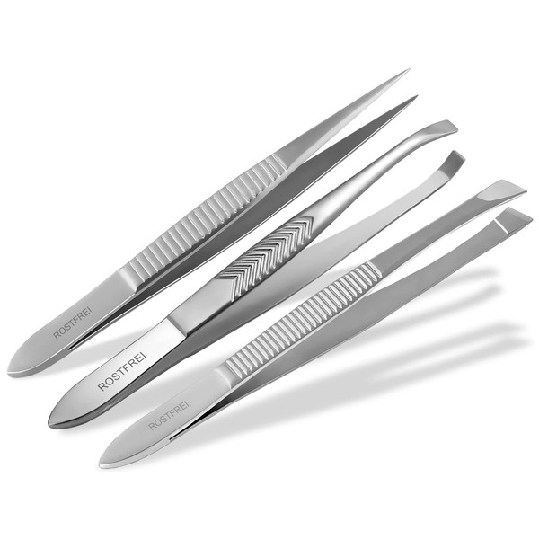 Tweezers Eyebrow Tweezers Set Tweezers, Slanted – Straight – 8 cm