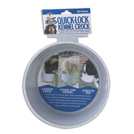 LITTLE GIANT Kennel Crock (40 Ounce) - Pet Lodge - Heavy Duty Mountable Plastic Dog Feed & Water Bowl (Grey) (Item No. KC40)
