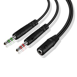3.5mm Headphone Splitter for PC TRRS Female to TRS Dual Male Jack Y Splitter Aux Cable Headset Audio Adapter Cord for Gaming Headset Headphone Earphone to Dual-Jack PC Desktop Computer Laptop
