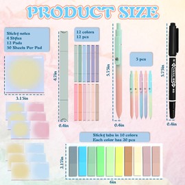 31 Pcs Book Annotation Kit for School Office Supplies, Including 12 Dual Ended Highlighter,12 Sticky Notes, 5 Macron Gel Pens, 1 Sheet Sticky Tabs, 1 Marker (Rainbow Color)