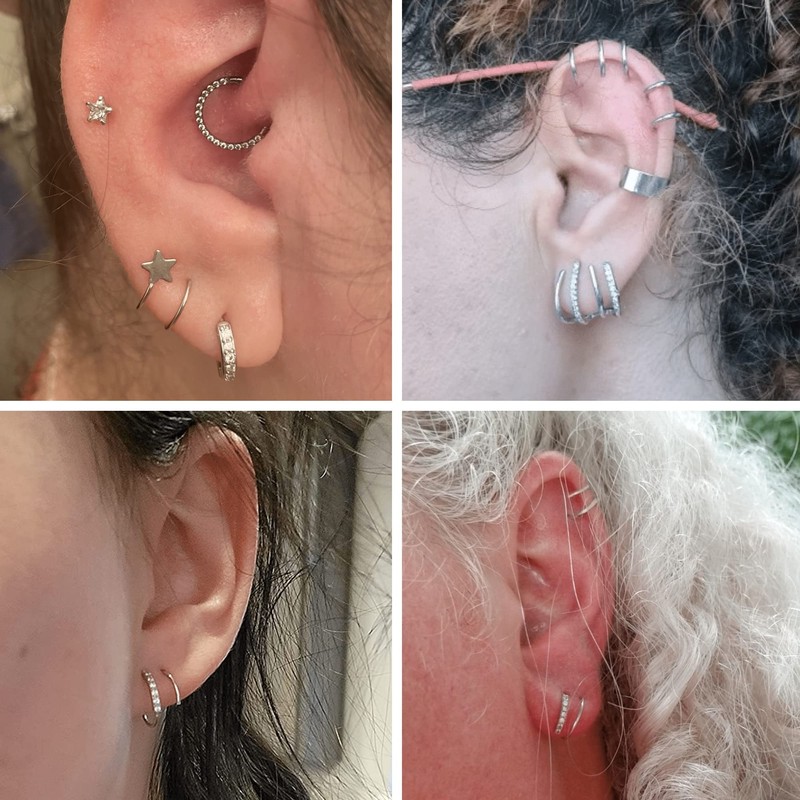 Drperfect 8Pairs Double Hoop Earrings Claw Earrings Cuff for Women