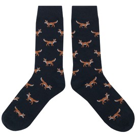 SockFly Small Fox Dress Socks Funny Novelty Crazy Fun Design Men Size 8-12 Cotton Casual Crew Colorful Funky Fancy Socks Gift for Men