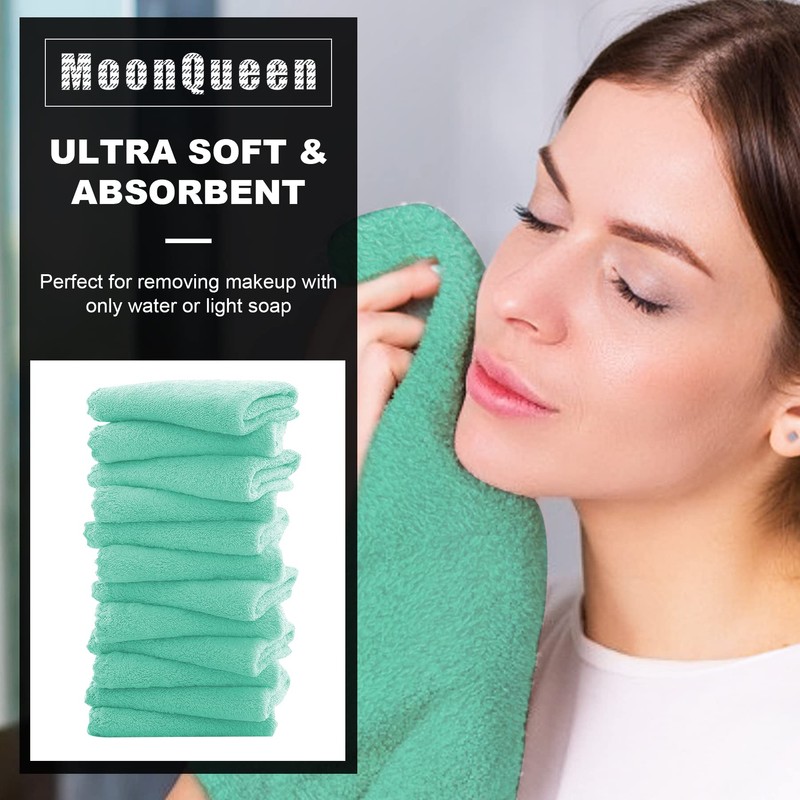 MOONQUEEN Microfiber Facial Cloths Fast Drying Washcloth 12 Pack -