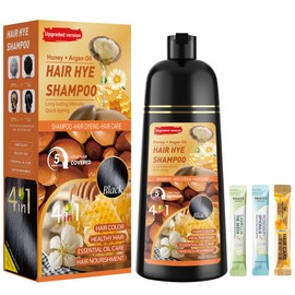 ZENITHGLO Black Hair Dye Shampoo 3 in 1 for Women & Men 100% Gray Hair Coverage - Herbal Ingredients Natural Plant Hair Color - Hair Dye in Minutes 17.6 Fl Oz