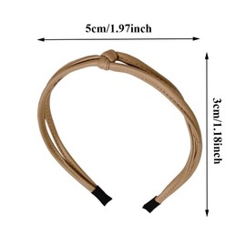 3Pcs Thin Leather Headbands Non Slip Knot Thin Headbands Vintage Elastic Hair Hoops Solid Leather Covered Headbands Hair Accessories for Women Girls(Random Color)