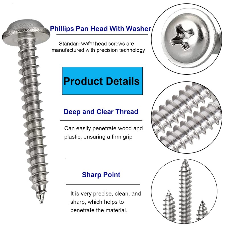 FandWay 700Pcs Phillips Pan Head With Washer Self-Tapping Screws, M2