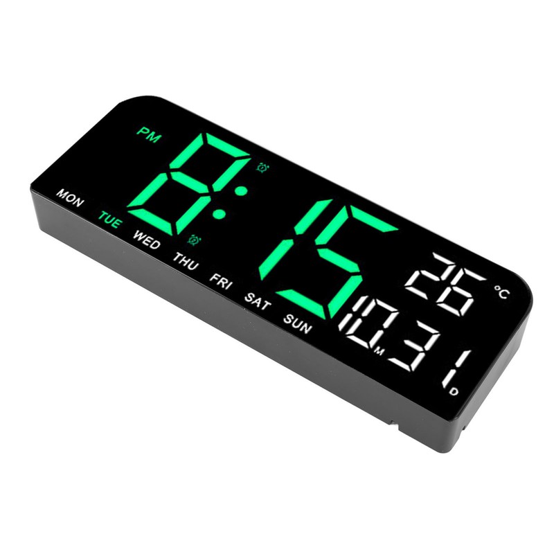 Digital Alarm Clock Large LED Display Desk Wall Clock with