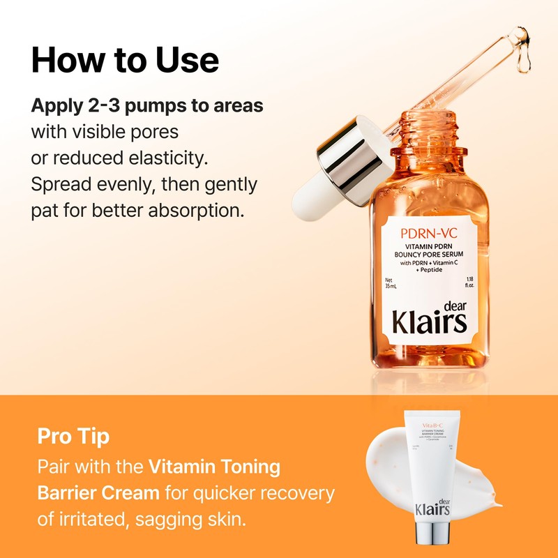 DearKlairs Vitamin PDRN Bouncy Pore Serum, 5 Types of Vitamin