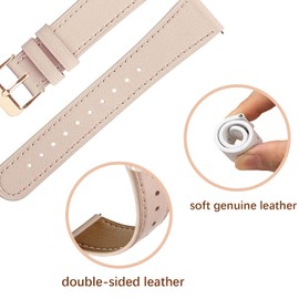 NEMUALL Leder Uhrenarmband 18mm 20mm, Smartwatch Lederarmband, Roségold/Schwarz/Silber Edelstahlschnalle Armband, Schnellverschluss, Elegant Ersatzarmbänder für Damen, Rosa 18mm