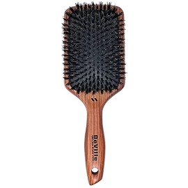 Spornette Deville Cushion Paddle Brush - Cepillo de cerdas de jabalí con mango de madera, para alisar, alisar, desenredar, peinar y cepillar para muje