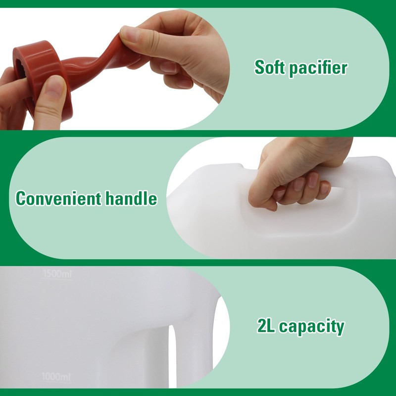 Calf Bottle with Hand Grip Handle and a Replacement Nipple,2