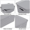 Wekioger Small Plastic Woven Basket, 6 Pack Grey Lidded Storage