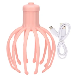 Electric Head Massage Scratcher Cordless 12 Fingers Deep Relaxation Stress Relief Handheld Scalp Massager Pink