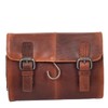 Mens Leather Toiletry Bag Hanging Cosmetic Shaving Kit Travel Bag,