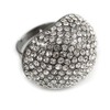 Avalaya Pave Set Crystal Dome Shape Ring/Black Tone Metal/ 27mm