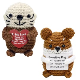 Pawsautomotively 2 Stück Häkeltiere Set, Shiba Inu und Seehund, Wollstricken, mit Einem Segen, Niedliche Ornamente, Geschenke zur Emotionalen Unterstützung, für Kinder, Freunde Oder Angehörige