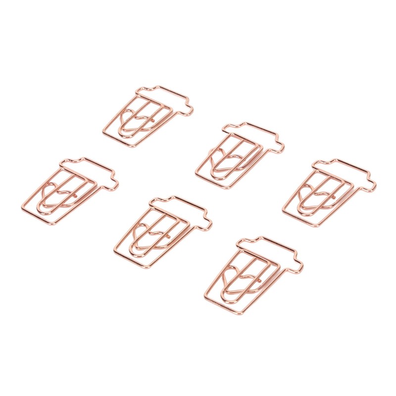 100pcs Paper Clips Innovative Cute Rose Coffee Cup Shape Reusable