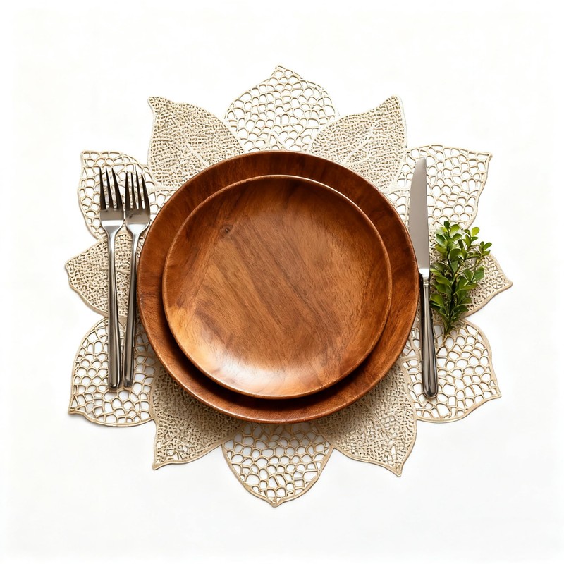 Gold Placemats Set of 6 for Dining Table 15 Inch