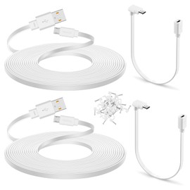 Smays 2-Pack 25 ft Extension Cable for WYZE Cam v4, WYZE Cam Pan v3 / v3 Pro Camera, Long Micro USB Power Cord with 90 Degree Adapter