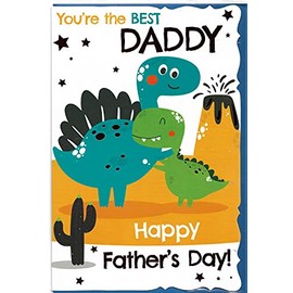 Fathers Day Card For Daddy 15 x 23 Cm You're The Best Daddy Happy Father's Day Dinosaur Theme