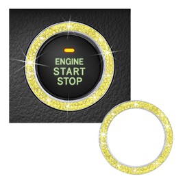 Kewucn Bling Crystal Double Rhinestone Car Engine Start Decoration Ring, Sparkling Push Start Button Sticker, Key Ignition & Knob Ring Decoration, Bling Car Interior Accessory(Yellow)