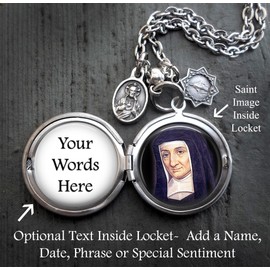 St. Louise de Marillac Locket Necklace, Patron Saint Confirmation Gift, Italian Charms, Catholic Jewelry