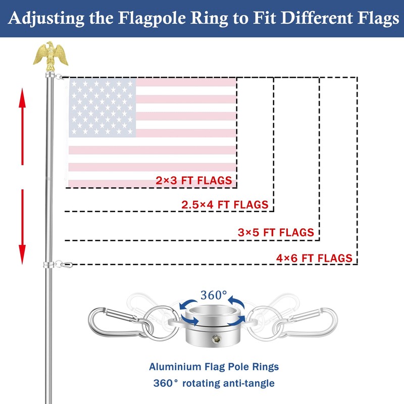 NQ 5 FT Flag Pole for Outside House with Eagle