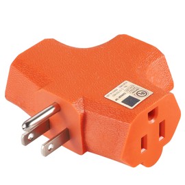 3 Outlet Wall Adapter T-Shaped, UL Listed 3 Prong Grounded Plug Extender,125V 1875W - Heavy Duty Multi Outlet Wall Plug,Power Outlet Splitter - 1 Pack(Orange)
