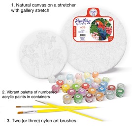 IDEYKA Enchanting Turtle - Painting by Numbers for Children, Easy Acrylic Painting by Numbers for Children, Paint by Numbers Adults with Frame, DIY Painting by Numbers as a Gift, Diameter 19 cm