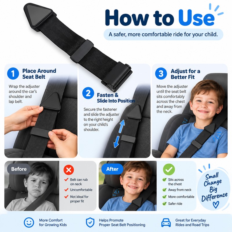 Seat Belt Shoulder Positioning Clip – Adjustable Comfort Accessory for